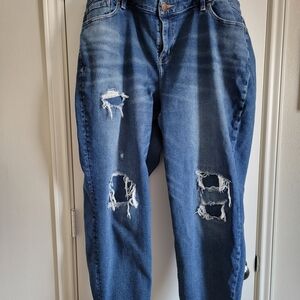 Lane Bryant Dark Blue Ripped Boyfriend Jeans